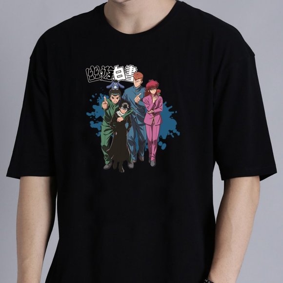 Yu Yu Hakusho Characters On Black T-Shirt - Picture 1 of 1